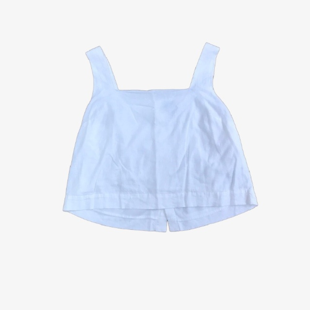White Linen Crop Tank Top - Women’s S